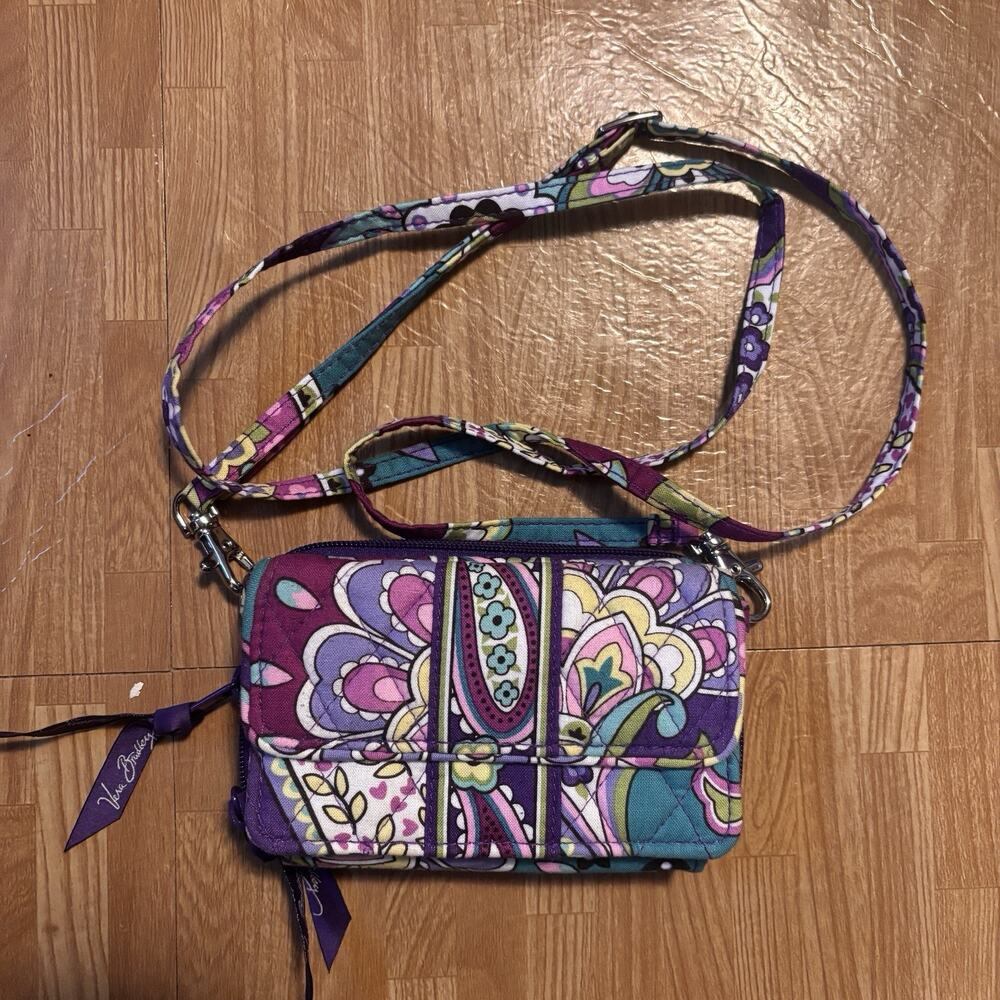 Crossbody Wallet Vera Bradley Retired Color Burst Floral Pattern